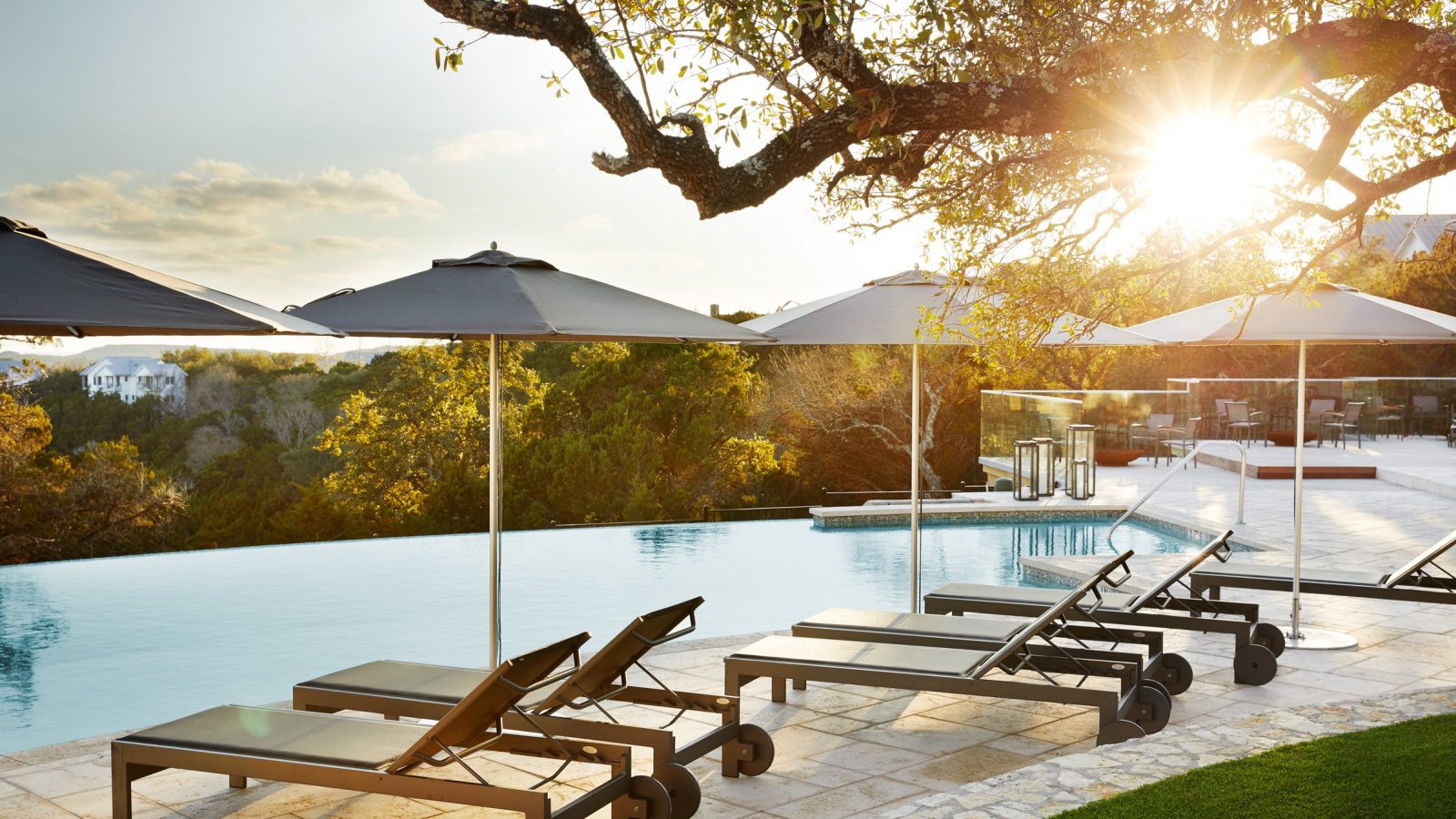 lounge chairs beside pool