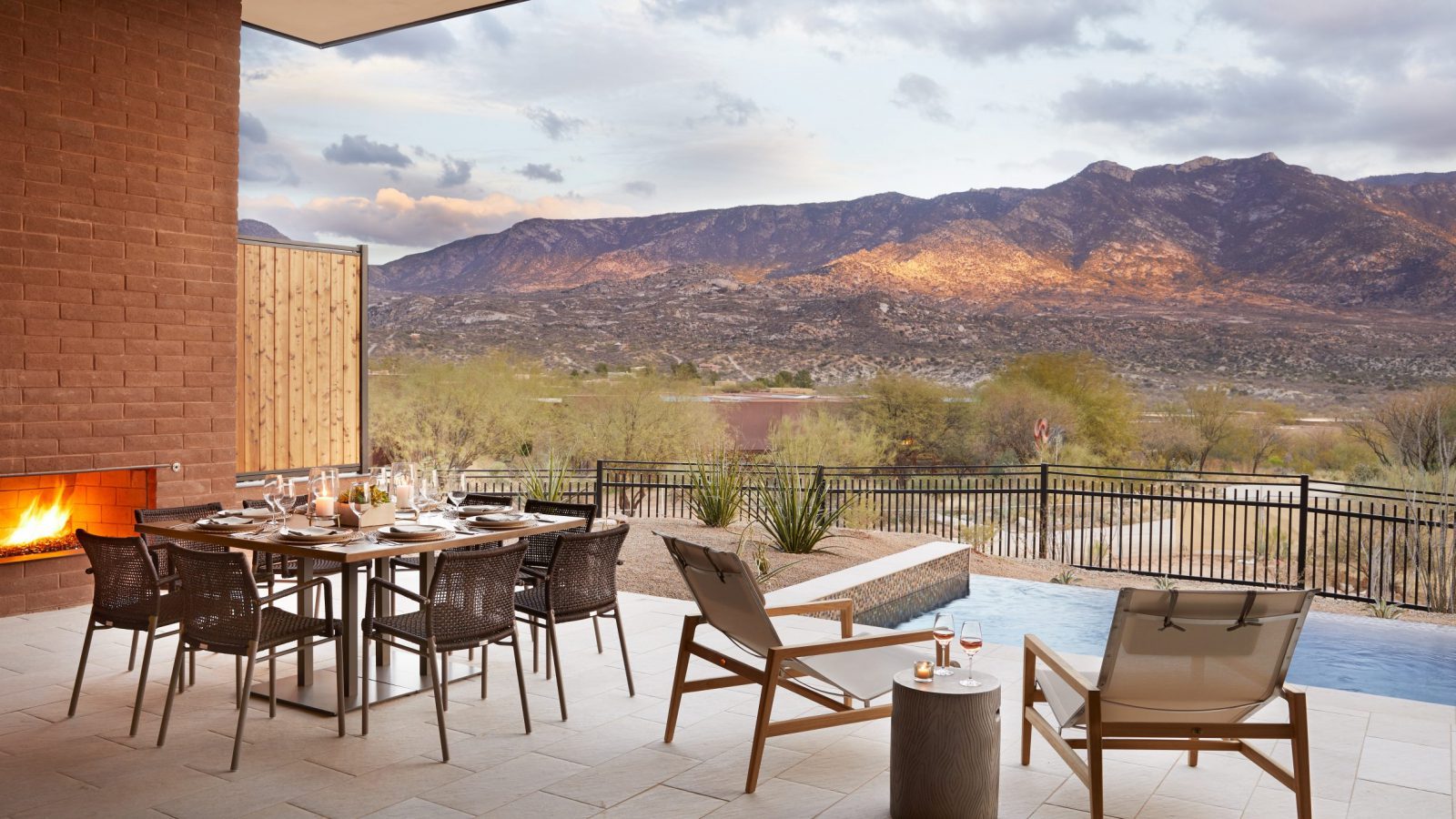 miraval arizona view with chairs and fireplace