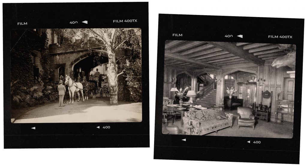 Film images with historic images of Wyndhurst Mansion