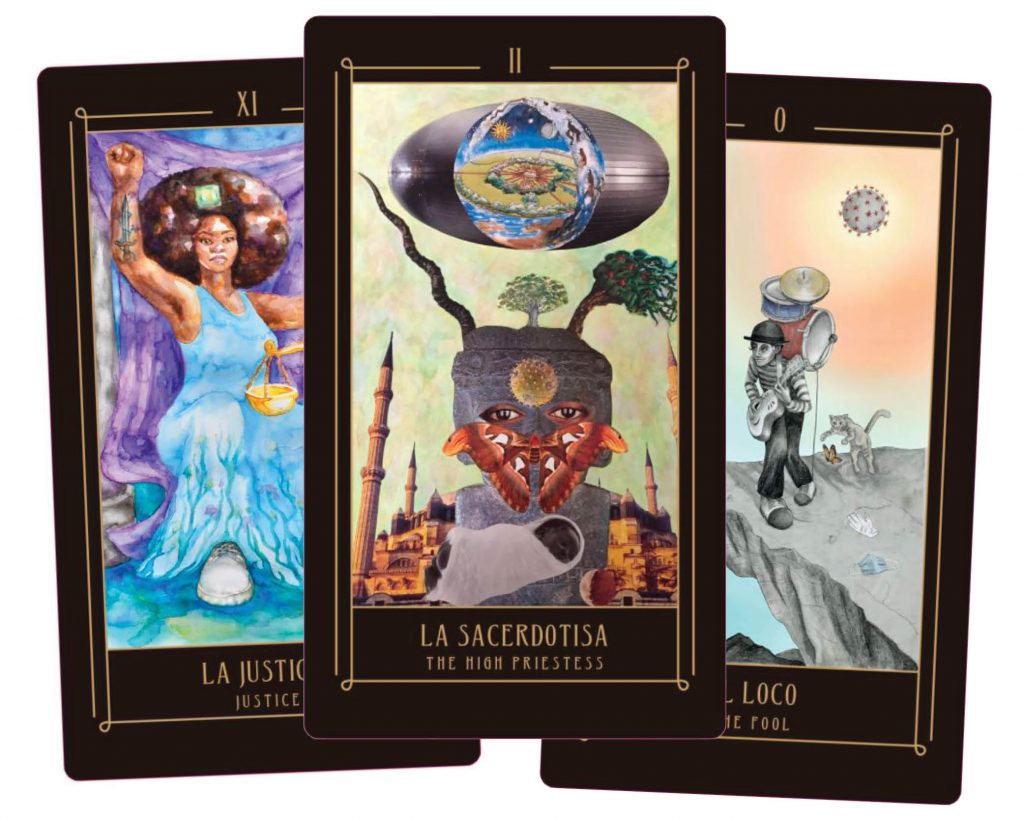 Three tarot cards