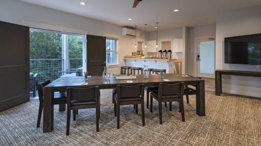 dining area with small kitchen