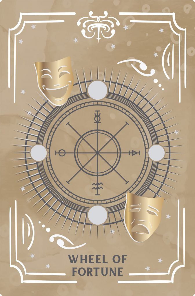 Gold tarot wheel of fortune card