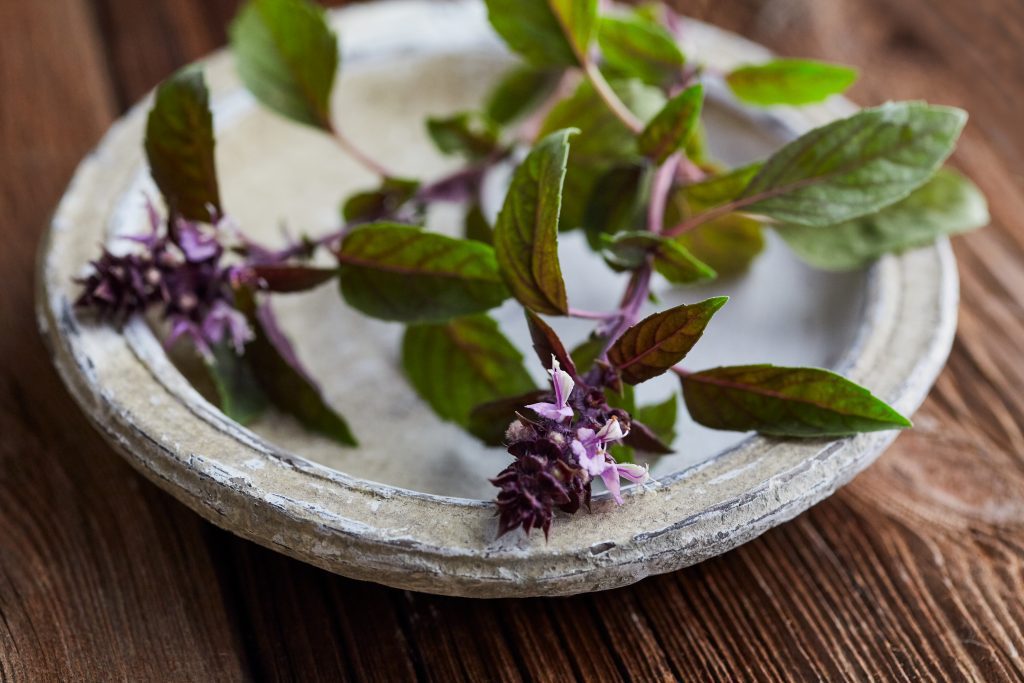 Tulsi flowers in bowl