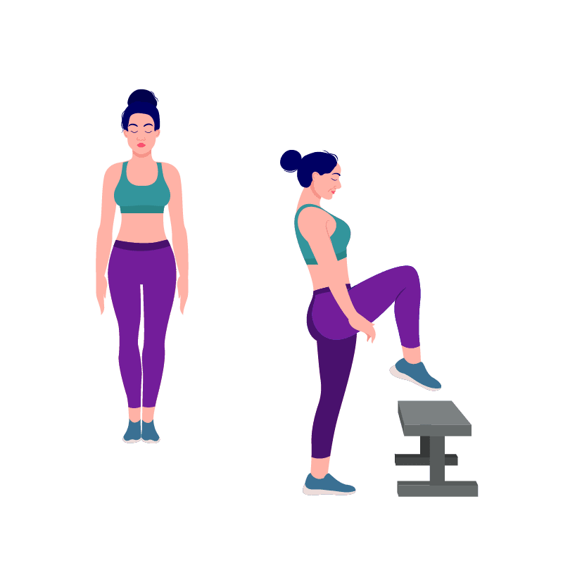 graphic of woman doing step ups exercise