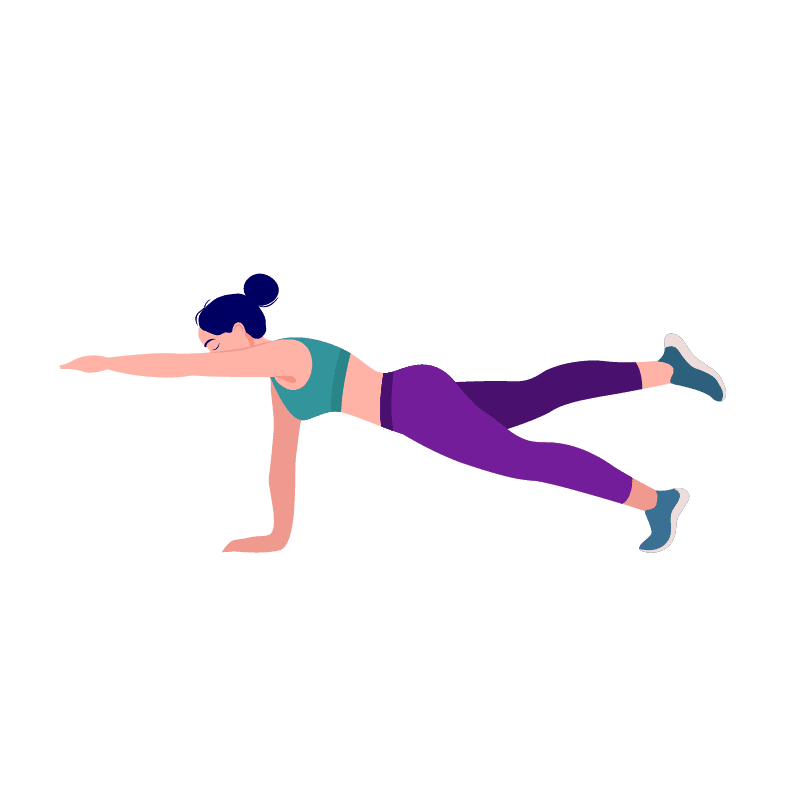 graphic of woman doing quadruped extension exercise